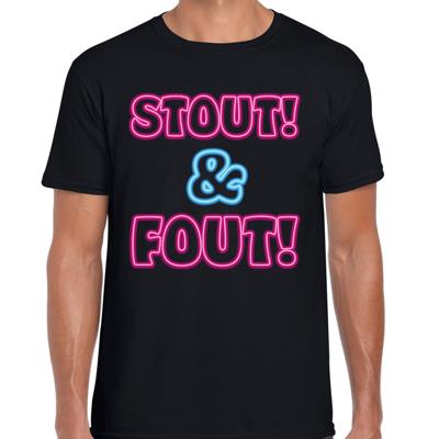 Verkleed T-shirt heren - stout en fout - neon - zwart - themafeest fout/goud/stout