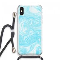 Waterverf blauw: iPhone XS Max Transparant Hoesje met koord