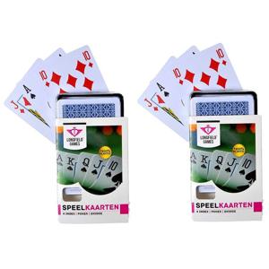 Speelkaarten - 2x - geplastificeerd papier - kunststof box - poker/bridge - Kaartspellen - Pesten/po