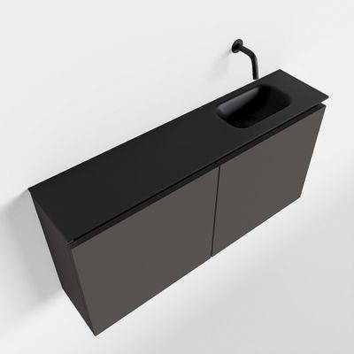 Toiletmeubel Mondiaz Ture | 100 cm | Meubelkleur Dark grey | Eden wastafel Urban Rechts | Zonder kraangat