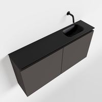 Toiletmeubel Mondiaz Ture | 100 cm | Meubelkleur Dark grey | Eden wastafel Urban Rechts | Zonder kraangat