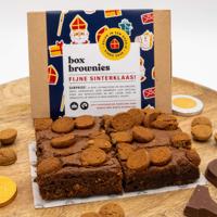 Pepernoten brownie - 6 Brownies - Brievenbus Pakket - Box Brownies - Pure fair trade Belgische chocolade - Pepernoten - Kruidnoten - Sinterklaas - thumbnail