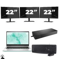 HP EliteBook 830 G8 - Intel Core i5-11e Generatie - 13 inch - Touch - 16GB RAM - 256GB SSD - Windows 11 Home + 3x 22 inch Monitor