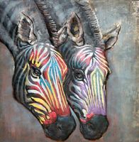 Wanddecoratie Zebra's metaal 3D - thumbnail