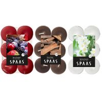 Candles by Spaas geurkaarsen - 36x stuks in 3 geuren - Maxi theelichtjes van 4.5 branduren