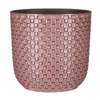 Plantenpot/bloempot keramiek roze stijlvol patroon - D21.5 en H20.5 cm