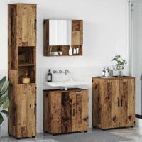 Badkamermeubelset 4 pcs Oud Hout Bewerkt hout & Metaal