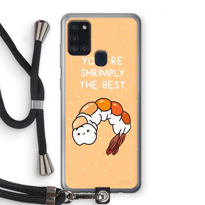 You're Shrimply The Best: Samsung Galaxy A21s Transparant Hoesje met koord