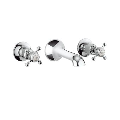 Crosswater Belgravia Wastafelkraan - inbouw - 3 gats - kruisgreep - 14.1cm uitloop - chroom BL131WNC