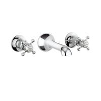 Crosswater Belgravia Wastafelkraan - inbouw - 3 gats - kruisgreep - 14.1cm uitloop - chroom BL131WNC