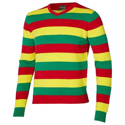 Carnaval verkleed trui Limburg - v-hals - rood/geel/groen gestreept - dames / heren - Vastelaovend