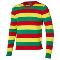 Carnaval verkleed trui Limburg - v-hals - rood/geel/groen gestreept - dames / heren - Vastelaovend