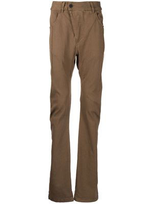 11 By Boris Bidjan Saberi pantalon droit à fermeture décalée - Marron
