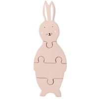 Trixie blokpuzzel Mrs. Rabbit 18 x 11 cm hout zachtroze 4 stuks - thumbnail