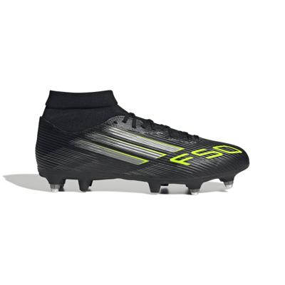 adidas F50 League Mid IJzeren-Nop Voetbalschoenen (SG) Zwart Zilver Neongeel
