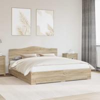 Bedframe met hoofdeinde Sonoma Eiken 200 x 200 cm Bewerkt hout