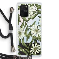 Wit bloemenpatroon: Samsung Galaxy S10 Lite Transparant Hoesje met koord