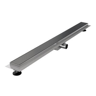 Douchegoot Brauer Gunmetal Edition Inclusief Vloerflens 100x7 cm Zero Tegelinlegrooster Omkeerbaar Brauer