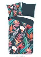Descanso Dekbedovertrek "bloemen en bladeren" - Multi - (155x220 cm) - Biologisch Katoen satijn