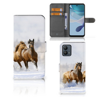 Motorola Moto G53 Telefoonhoesje met Pasjes Paarden