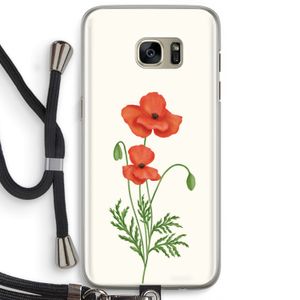 Red poppy: Samsung Galaxy S7 Edge Transparant Hoesje met koord