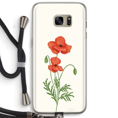 Red poppy: Samsung Galaxy S7 Edge Transparant Hoesje met koord