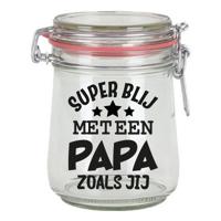 Cadeau voorraadpot - papa - glas - 10 x 7,5 cm - 720 ml - verjaardag cadeau - snoeppot - Vaderdag