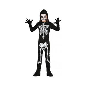 Halloween verkleedkleding kostuum kinderen - skelet jumpsuit - zwart - botten