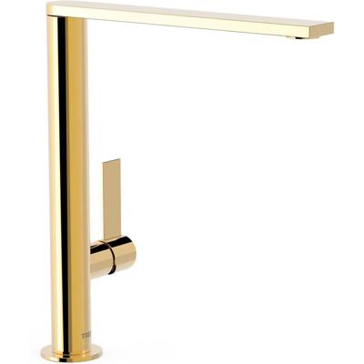 Wastafelkraan Tres Project | Opbouw | Draaibare uitloop | Mengkraan | Hoog model | 1-hendel | Rond | 24k Goud glans