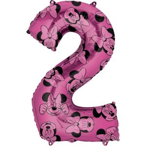 Folieballon Cijfer 2 Minnie Mouse Roze (66cm)