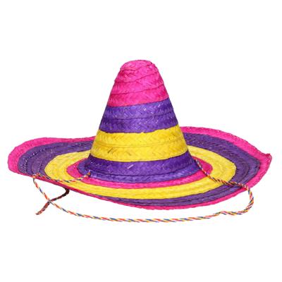 Grote gekleurde verkleed sombrero hoed - Set van 2x stuks - Dia 50 cm - Mexicaanse verkleed accessoi