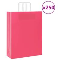 VidaXL Papieren zakken 250 st met hengsels 32x12x42 cm roze