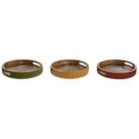Dienblad Home ESPRIT Geel Groen Koraal Mangohout 30 x 30 x 5 cm (3 Stuks)