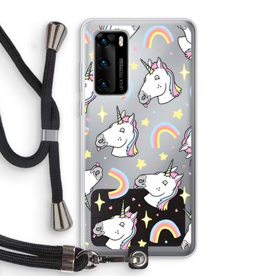 Rainbow Unicorn: Huawei P40 Transparant Hoesje met koord
