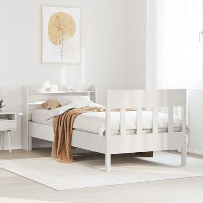 Bedframe zonder matras massief grenenhout wit 140x200 cm
