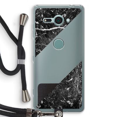 Zwart marmer: Sony Xperia XZ2 Compact Transparant Hoesje met koord