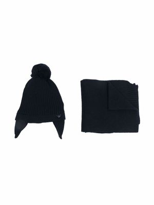 Emporio Armani Kids ensemble bonnet-écharpe en laine - Bleu