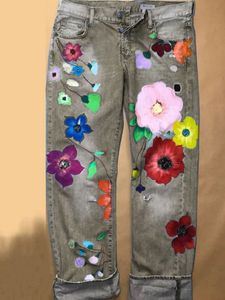 All Season Denim Floral Casual Jeans