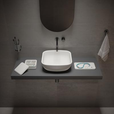 Opbouw Waskom Ideavit Solidpool 35x35x13 cm Solid Surface Mat Wit