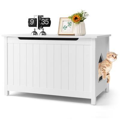 Kattenbak met Bovenopening & Uitneembare Verdeler & Metalen Haak & Dennenpoot Wit