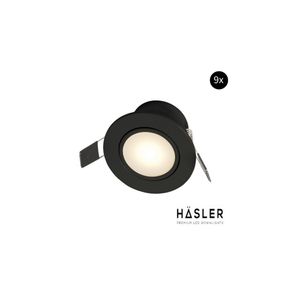 Inbouwspot Häsler Zaragoza Incl. Fase Aansnijding Dimbaar 8.4 cm 4 Watt Helder Wit Mat Zwart Set 9x