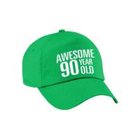 Verjaardag cadeau petje - Awesome 90 year old - 90 jaar - groen - volwassenen - baseball cap