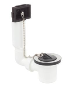 Kirchhoff Kunststof gootsteenafvoer en overloopgarnituur, 1 1/2"ET x 70 mm, in hoogte verstelbaar, overloop aan de zijkant - 98834148