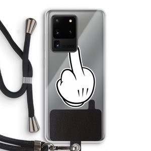 Middle finger black: Samsung Galaxy S20 Ultra Transparant Hoesje met koord