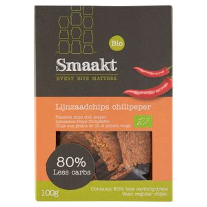 Smaakt Less Carb Lijnzaadchips Chilipeper