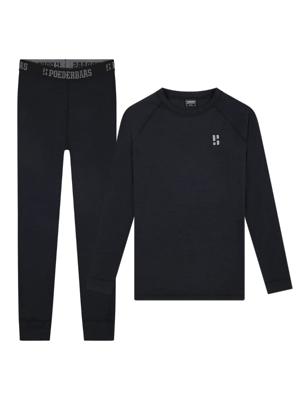 Poederbaas Thermoset Merinowol Dames - Thermoshirt + Thermolegging - Zwart-XS