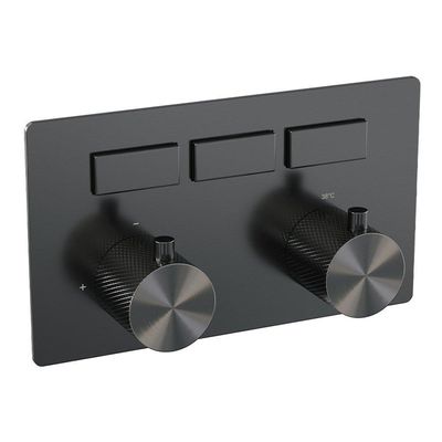 BRAUER gunmetal Carving - 3 functies - inbouwthermostaat - drukknoppen - in/afbouwdelen - gunmetal geborsteld PVD 5-GM-158