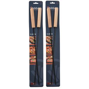 BBQ spiezen - 4x stuks - metaal - 48 cm - vleespennen voor vlees - barbecue accessoires