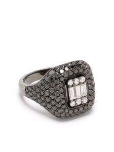 Monan bague en or blanc 14ct ornée de diamants - Argent