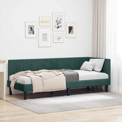 Hoekbedframe met hoofdeinde Donkergroen 80 x 200 cm Fluweel